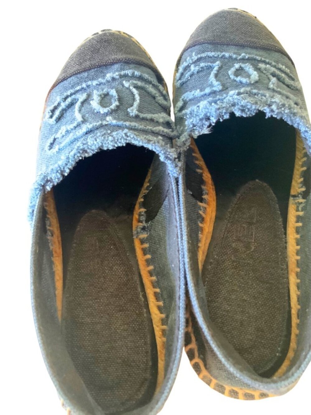 Chanel Blue Denim Espadrilles Shoes Size 36 Textured CC Logo Slip-On Casual Flat - Picture 6 of 9